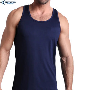 High Quality Men Gym Tank Top Eco-Friendly Breathable Crew Neck Customizable Quick Dry Polyester/Cotton Workout Shirt - Product Image 6