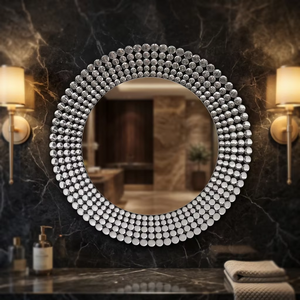 Wholesale Luxury <b>Crystal</b> Beaded Round Handmade Contemporary Wall <b>Mirror</b> with Diamond Accent for Living Room REHMAN CRAFT - Product Image 6