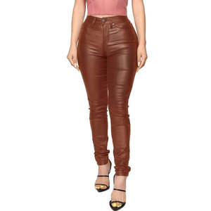 Jeans Casuales de Mujer PIHA SPORTS, Negros, de Cuero Genuino, Cintura Media, Corte Regular, Levanta Glúteos, Resistentes al Viento, de Secado Rápido - Product Image 4