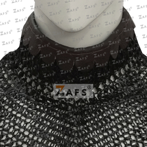 Medieval Flat <b>Riveted</b> Chainmail Collar Mild Steel Neck Armor with <b>Leather</b> Trim for Historical Reenactment Cosplay Adult Costume - Product Image 2