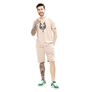Ensemble T-shirt et short pour homme, été, respirant, personnalisable avec logo, haute qualité, service OEM, tissu tricoté 100% coton - Product Image 1