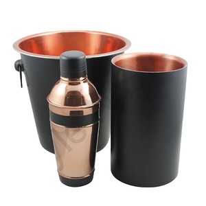 Ensemble de bar Ensemble de 3 pièces avec seau à vin bicolore Refroidisseur de vin en acier inoxydable Shaker à cocktail au prix de gros - Product Image 1