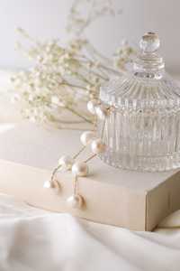 Pendientes Largos con Perlas, Joyería Nupcial Elegante, Plata de Ley 925, Chapado en Oro de 14K, Diseño Único de Alta Calidad - Product Image 4