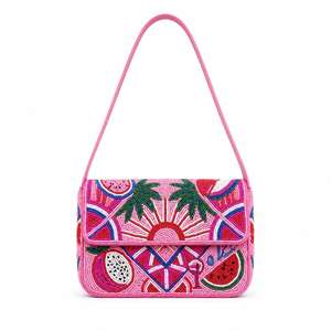 Handmade Watermelon Beaded Bohemian Style Lightweight Eco-Friendly Shoulder Bag Fruit-Inspired Statement <b>Purse</b> <b>Cute</b> Summer - Product Image 1