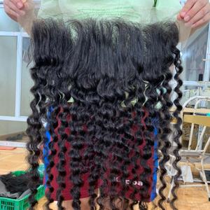 CDYHAIRVN Venta al por Mayor Directa de Fábrica, Cabello Humano Vietnamita Virgen Frontal 13x4 13x6 HD Transparente para Encaje, No Remy, Rizado Birmano - Product Image 1