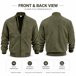OEM Mens <b>Jacket</b> Stand Collar Zipper Warm Casual Business Sports Coat Spring Autumn Lightweight European American Style <b>Jacket</b> - Product Image 2