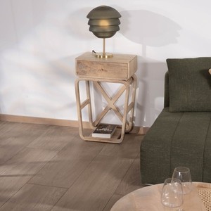 Mesita de noche Vandana Crystal Line en un estilo retro y elegante, hecha de madera de mango - Product Image 3