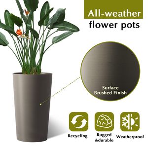 Set di 2 Fioriere Quadrate Moderne Alte 55 cm per Interni ed Esterni, Vasi per Piante da Portico e Patio - Product Image 4