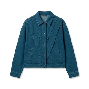 Custom Womens Denim <b>Jacket</b> Blue Denim <b>Patches</b> for Boutique Collections Wholesale Private Label Bulk Supply - Product Image 3