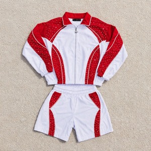 Custom <b>Men's</b> 2-Piece Summer Set | Rhinestone Cropped Zip-Up Jacket & Shorts | Customizable Logo Colors & Positions - Product Image 3