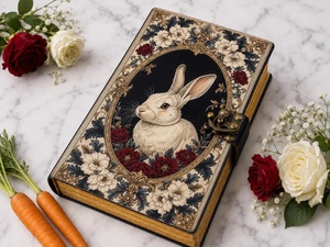 Diario de Cuero Hecho a Mano con Diseño de Conejo, 200 Hojas, Regalo de Pascua, Páginas con Borde Decorativo, Multicolor, con Cierre Antiguo | - Product Image 6