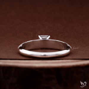 0.50 CT asscher cut lab grown diamond ring <b>step</b> cut square stone micro pave band 10K white gold ring - Product Image 3