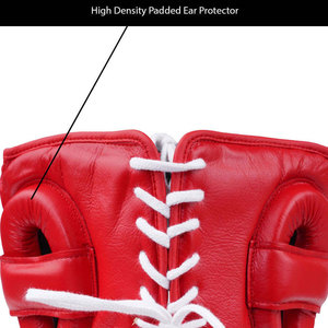 Red PU Leather <b>Boxing</b> Head Guard with Buckle Closure Protective Gear for Adults Unisex Sports Use - Product Image 3