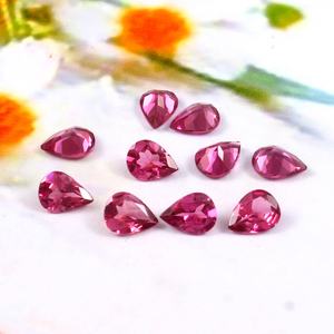 Lote al por mayor de piedras preciosas sueltas de granate rodolita natural facetadas en forma de pera de 5x7 mm para fabricación de joyas - Product Image 3