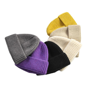 หมวกบีนนี่ถักไหมพรมสีพื้นแบบยูนิเซ็กซ์ 100% อะคริลิก สำหรับฤดูหนาว อุ่นสบาย มีขอบพับ สไตล์ลำลอง สำหรับผู้ใหญ่ ขนาด 56-58 ซม. - Product Image 1