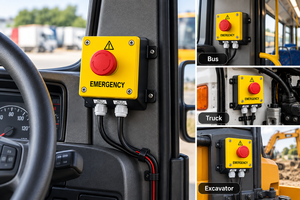 Iota809 Plastic Yellow Emergency Stop Push Button Control <b>Box</b> Red Reset Button Industrial Safety Panel with Output Ports - Product Image 3