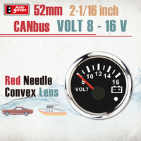 Medidor de Voltaje Auto Gauge de 52 mm 2 1/16 CANbus J1939, Analógico, Carátula Negra, Universal 12V/24V, con Luz de Advertencia, para Camiones, Autobuses y Embarcaciones