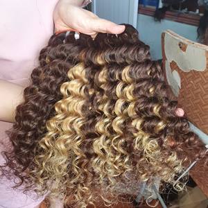 Cheveux bouclés eurasadiens 100 % naturels non traités, cheveux Remy vietnamiens, trame simple, tissage de cheveux 100 % humains, toutes les couleurs disponibles - Product Image 2