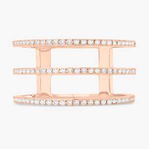 Anillos Apilables de Oro Sólido de 14K y 18K Personalizados con Tres Hileras de Diamantes Cultivados en Laboratorio, Anillos de Boda Minimalistas, Delicados y Elegantes, Venta al Por Mayor - Product Image 5