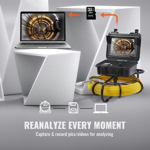 Telecamera per Ispezione Fognature Impermeabile IP68 da 230 Ft/70 m con Schermo da 9 Pollici, 12 LED Regolabili, Funzione DVR per Ispezione Tubazioni - Product Image 6