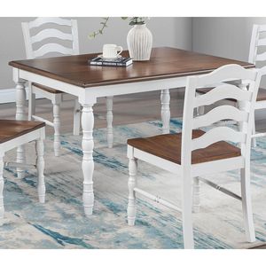 Set da Pranzo Bianco 5 Pezzi con Tavolo Effetto Legno Naturale e Sedie, Elegante Arredamento per Sala da Pranzo - Product Image 5