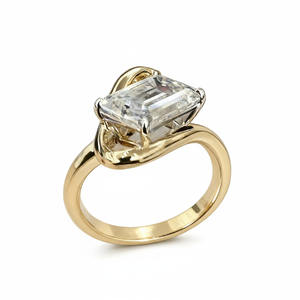 Anillo de Compromiso Solitario Ondulado con Esmeralda de 1 Quilate de Alta Calidad para Mujer, Diamante Cultivado en Laboratorio de Color DEF VS-VVS en Oro Sólido de 10K y 14K - Product Image 5