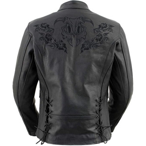 Chaqueta de Motociclista Clásica de Cuero y Textil para Mujer SAMROZ SPORTS - Uso Durante Todo el Año - Product Image 2