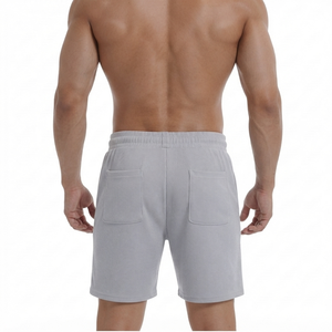 Lite Gray Men's <b>Athletic</b> Workout Shorts Ribbed Gym Sportswear Casual Running Shorts Pockets Contrast Drawstring Wholesale 100% - Product Image 2