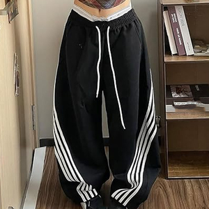 Women's Wide Leg Sweatpants Floral Embroidered Drawstring Waist Ankle <b>Toggle</b> Casual Loose Fit Comfortable Breathable Daily Wear - Product Image 6