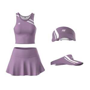 Women's Tennis Wear Set Navy <b>Blue</b> Sleeveless <b>Crop</b> <b>Top</b> Skirt Visor Quick Dry Sportswear Kit Custom Logo Tennis Dress For Women - Product Image 3