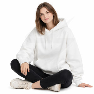 Vente en gros Sweat à capuche pour femme oversize, effet vieilli, 500 g/m², 100 % coton molletonné, streetwear décontracté, épaules tombantes, grammage lourd - Product Image 4