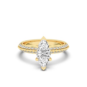 Bague de fiançailles solitaire en or jaune 14 carats plaqué or avec diamant de laboratoire taille princesse certifié IGI, alliance de mariage - Product Image 2