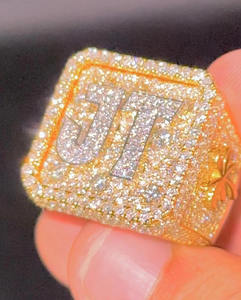 Iced Out Hiphop Custom Iced Out Vvs Shape Letter Championship Ring 925 Sterling Silver Sparkling VVS Moissanite Ring - Product Image 6