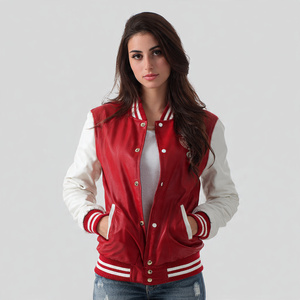 Loose Fit Crew Neck Varsity <b>Jacket</b> Women Street Fashion 100% Wool Baseball Varsity <b>Jackets</b> Women's Oversize Varsity <b>Jacket</b> - Product Image 5