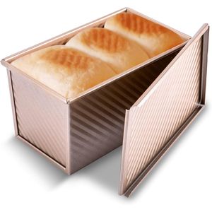 Teglia da Forno Antiaderente Pullman in Acciaio al Carbonio con Capacità di 1 Libbra, per Pane e Toast, con Coperchio - Product Image 1