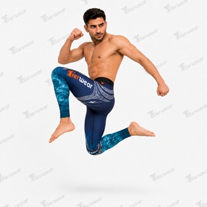 Leggings de compression athlétiques MMA 235 GSM en polyester et élasthanne, séchage rapide, extensibles dans quatre directions, respirants, pour l'entraînement en salle de sport, personnalisables OEM - Product Image 4