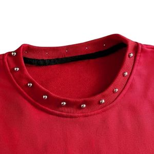 Sweat-shirt graphique ange rouge personnalisé, imprimé chérubin surdimensionné, col clouté, manches larges, style Harajuku Y2K gothique streetwear pour femmes et hommes - Product Image 3