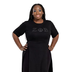 Top Largo Zeta Phi Beta ZPHIB para Mujer, Negro, Elegante, Estilo Túnica, 100% Algodón, Ropa de Hermandad, Estilo Griego, Atuendo Moderno - Product Image 6