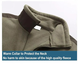 Custom Multi Pocket Utility Fleece Jacket Men Olive Green Tan Tactical <b>Stand</b> Collar Full Zip Up Outdoor Thermal Warm Coat - Product Image 3