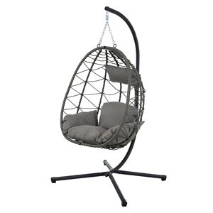 Sedia a dondolo a uovo da interno/esterno, sedia a dondolo sospesa in vimini per patio, camera da letto, soggiorno, sedia a dondolo resistente da interno/esterno - Product Image 3