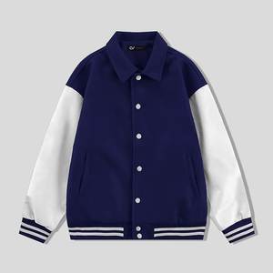 เสื้อแจ็คเก็ตวาร์ซิตี้สีดำเทาสำหรับผู้ชาย แบบสตรีทแวร์ ปักลายปะติด ดีไซน์ปกคอปกแบบพับได้ ทรงปกติ ติดกระดุมแถวเดียว - Product Image 3