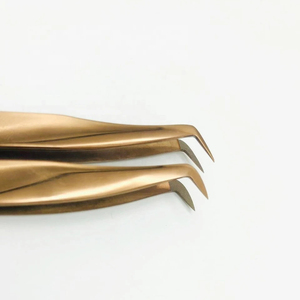 MAHFOOZ INSTRUMENTS Juego de Pinzas Profesionales Personalizadas para Extensión de Pestañas, Redondas, Color Oro Rosa - Product Image 4