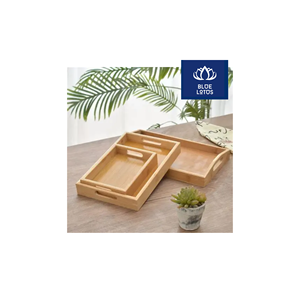 Expédition le jour même – Plateau en bambou écologique, sûr et propre, 100 % végétal, idéal pour le service des aliments et la présentation du petit-déjeuner – Offre spéciale - Product Image 1