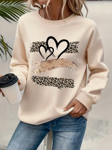 Valentines Women's Oversized O-Neck Cartoon Pattern Glitter <b>Heart</b> Design Full Sleeve Knitted Casual <b>Sweatshirt</b> Autumn Wear - Product Image 5