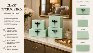 Luxury Mint Color Mirror <b>Glass</b> Decorative Storage Box Dragonfly <b>Knob</b> Premium Jewelry Vanity Organizer Boxes Home Decor Lacquered - Product Image 5