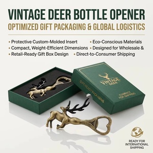 Décapsuleur vintage en bois et laiton motif cerf, écologique, de luxe, réutilisable, accessoire de bar pour bière et soda - Product Image 4
