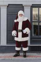 Weihnachtsmann-Outfit Kompletter Roter Plüschmantel Hose Mütze Gürtel Bart Handschuhe und Accessoires für Feiertagspartys Festlich