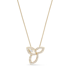 Collar de Lujo con Colgante de Diamantes Chapado en Oro de 18K, Forma de Flor, Corte Marquesa, Cadena de Caja para Uso Diario de Mujer - Product Image 1