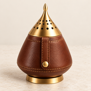 Brûleur à Bakhoor élégant en tissu vert, conçu pour la fragrance d'intérieur, l'encens arabe, le Bakhoor Oud et les parfums traditionnels. - Product Image 5