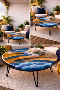 Mesa de Centro Redonda de Resina Epoxi de Lujo Personalizada, Mesa de Centro de Madera Maciza Hecha a Mano, Muebles de Diseño Moderno - Product Image 5